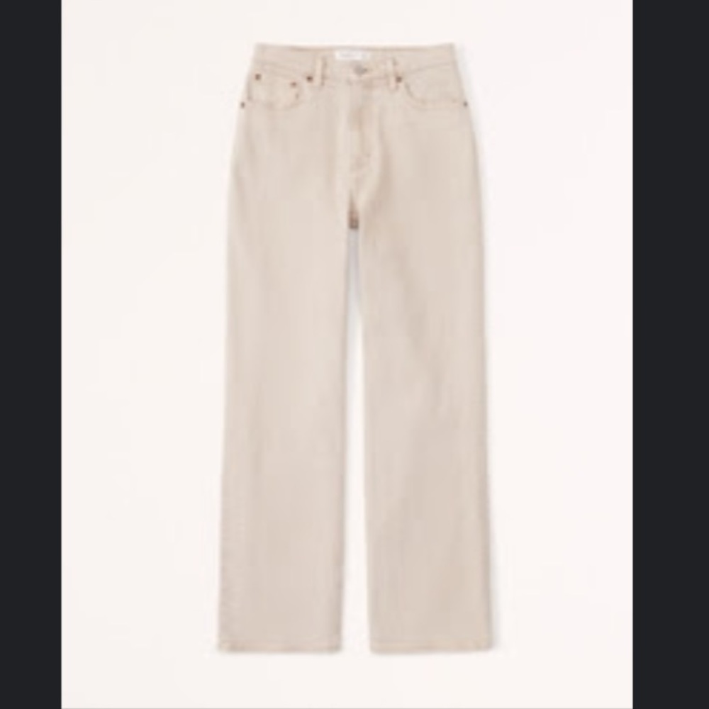 Abercrombie Curve Love 90s Relaxed Jeans – Cream/Tan – Size 32